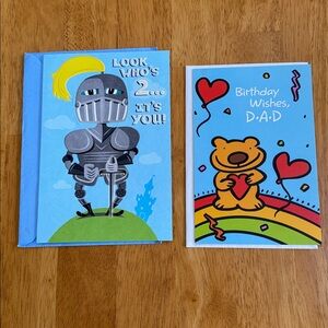 🛑 2/$6 NEW 2 Cards 2 Year Old Birthday Kids Father’s Birthday Day Greeting Cards